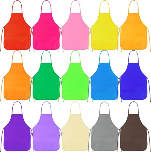 Vista 10 de PLULON 15 Piezas Delantales para Niños Delantales para Pintar Delantales Negros para Niños Delantales de Arte Batas a Granel para Actividades