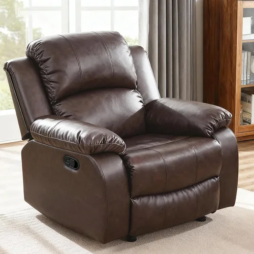 Vista 9 de Living Room Furniture Sets, Leather Recliner Sofa, Sectional Sofa Set with Convertible Table & Cup Holders, 3 Pieces Furniture for Living
