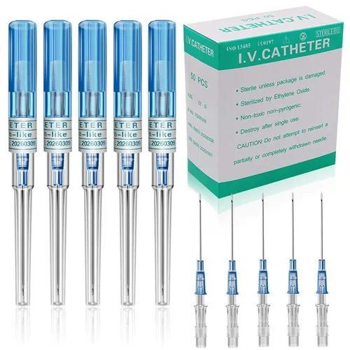 Vista 9 de Agujas de perforación de catéter 14G, 50 agujas de catéter intravenoso calibre 14, agujas huecas de acero inoxidable para oreja, nariz, labio