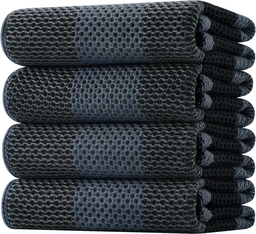 Vista 39 de Homaxy Paquete de 6 paños de cocina 100% algodón, 12 x 12 pulgadas, negro y rojo Negro & rojo