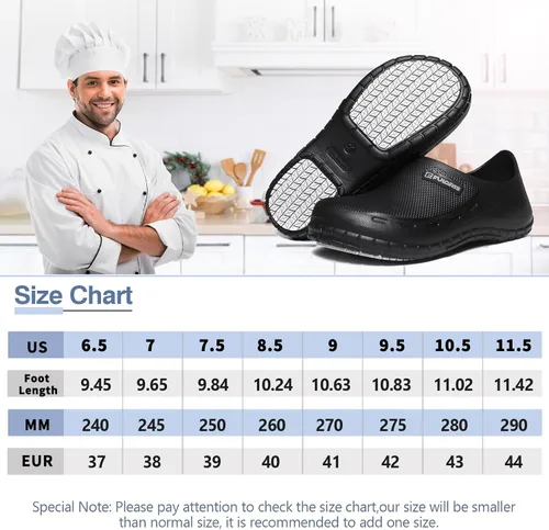 Vista 2 de Chef Shoes for Men Zapatos para Cocina Hombres Non Slip Work Shoes Women Clogs Comfortable Nursing Nurse Croc Shoes for Food Service Unisex Indoor