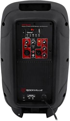 Vista 5 de Rockville BPA10 - Altavoz PA DJ Amplificado de 10 pulgadas y 400 W Pico con Bluetooth, reproductor USB/SD, radio FM, entradas XLR/RCA/1/4"/Aux
