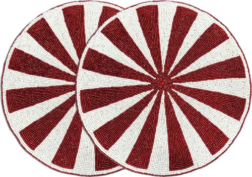 Vista 24 de Manteles individuales de 13 pulgadas con cuentas redondas para mesa de comedor - Manteles decorativos con cuentas de vidrio y respaldo de algodón