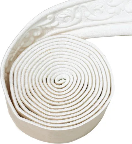 Vista 15 de Moldura de espuma autoadhesiva de 90 x 3.1 pulgadas, borde de papel tapiz de moldura de corona, líneas de bordes de pared 3D, base de pared