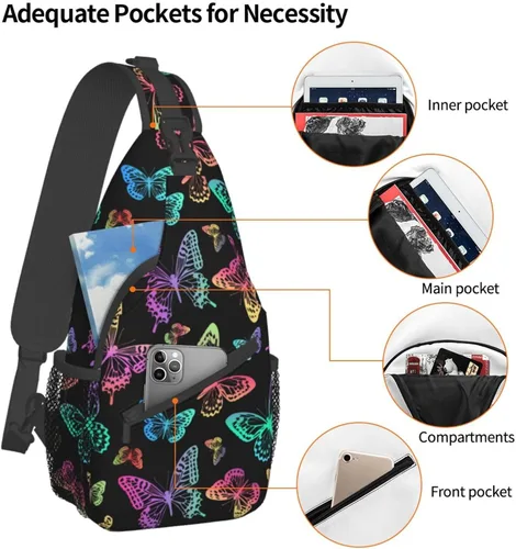 Vista 3 de Bolso bandolera para mujeres y hombres, mochila de viaje para senderismo, bolsa cruzada para el hombro, bolsa de pecho, casual, mochila deportiva