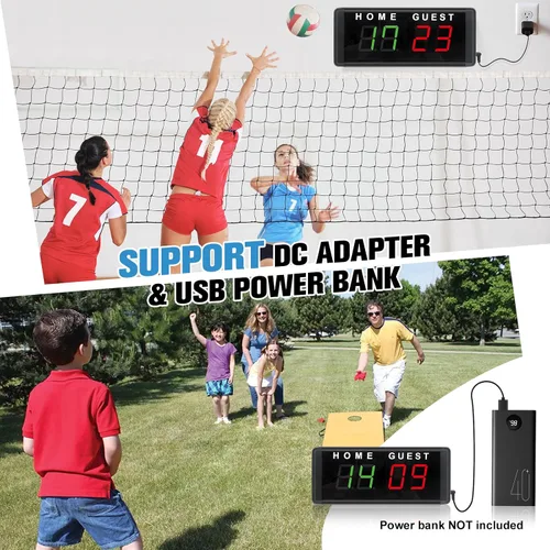 Vista 4 de Samshow LED Electronic Scoreboard Digital Score Keeper with Remote & Tripod, Basketball Scoreboard with Shot Clock & Timer & 12/24h Real Time for