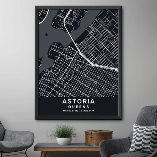 Vista 4 de Generic Impresión artística mapa de pared de Astoria, reinas, noche (16 x 20) para sala de estar