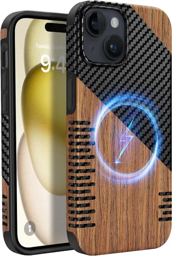 Vista 14 de Funda magnética ZZDZZ compatible con iPhone 14 Plus [Compatible con Magsafe] Diseño de cuero premium TPU híbrido a prueba de golpes (Negro)