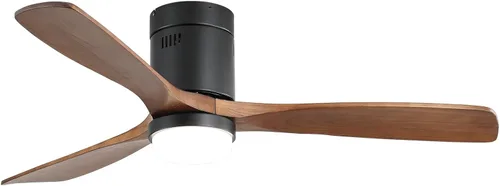Vista 13 de CACI Mall Ventiladores de techo inteligentes de madera de 52 pulgadas con luces y control remoto, 3 cuchillas, perfil bajo, moderno, compatible