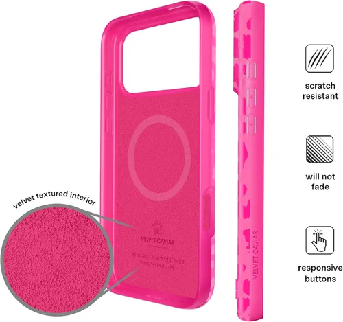 Vista 907 de VELVET CAVIAR Funda para iPhone 15, compatible con MagSafe, probada contra caídas de 10 pies, fundas protectoras de diseño, leopardo color rosa