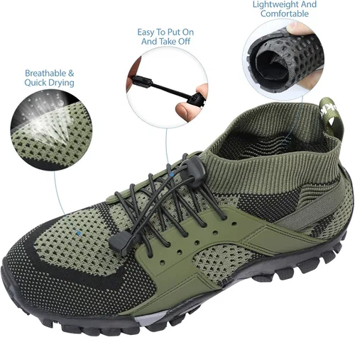 Vista 2 de Mens Womens Water Hiking Shoes Trail Running Shoes High Top Slip Resistant Swim Wading Shoes Barefoot Aqua for Beach Sailing Orthopedic Walking