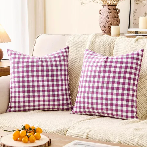 Vista 18 de CARRIE HOME - Juego de 2 fundas de almohada de exterior a cuadros de búfalo blanco y negro de 16 x 16, almohadas de sofá de decoración de granja