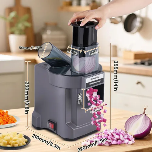 Vista 3 de Procesador eléctrico de alimentos 4 en 1 cortador de verduras triturador de verduras uso doméstico comercial, picador de verduras resistente, 100 W