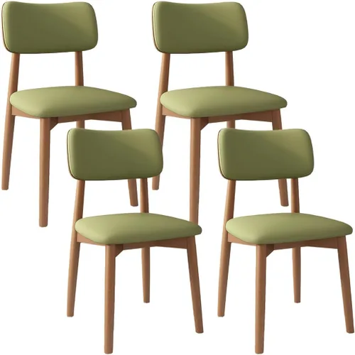 Vista 16 de YVYKFZD Solid Wood Dining Chairs, Kitchen Chairs Set with Curved Backrest, Leather Upholstered Dining Room Chair, Armless Living Room Chair, for