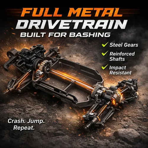 Vista 5 de UDIRC 1610S 3S sin escobillas RC Monster Truck, 56+ MPH Extreme Power Stunt Negro