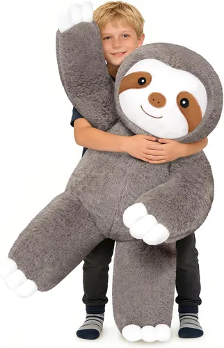 Vista 12 de SQEQE Peluche de jirafa grande de 39 pulgadas, jirafa de peluche gigante para niños y adultos, lindos peluches enormes para cumpleaños, Navidad