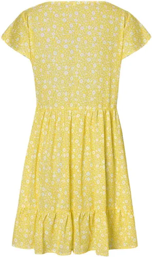 Vista 4 de NaRHbrg Vestidos casuales de verano para mujer, con mangas de pétalos, lindo vestido tipo túnica plisado, con vuelo, babydoll para jóvenes