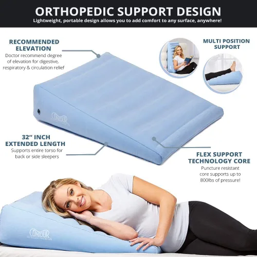 Vista 3 de Contour Cojín inflable de cuña para cama de alivio de espalda, longitud extendida, cuña inclinada gradual, (32 x 24 x 7) (paquete de 2)