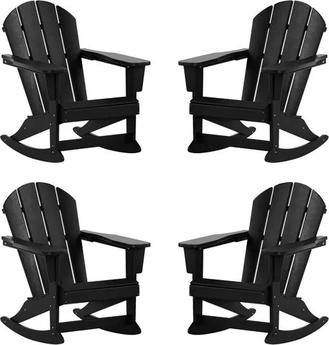 Vista 126 de WestinTrends Silla mecedora Malibu de poliéster para exterior/patio Adirondack, Negra