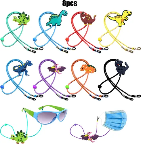 Vista 3 de ZXSWEET 8 correas ajustables antideslizantes de dinosaurio para gafas para niños y niñas