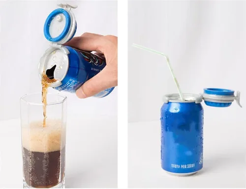 Vista 2 de 2 fundas para latas de refrescos y bebidas, tapas de silicona para latas de refrescos, fundas reutilizables para bebidas con burbujas emergentes