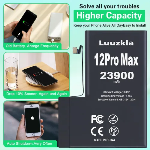 Vista 3 de 23900mAh (New Upgrade) Battery Compatible with iPhone 12 Pro Max, Super Capacity Battery Replacement Compatible with iPhone 12 Pro Max, with Full