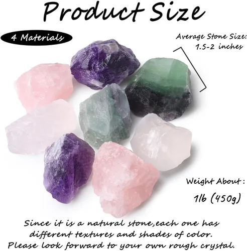 Vista 6 de ZHIYUXI Amatista de 2 pulgadas, cuarzo rosa, cuarzo transparente, fluorita, piedras en bruto, cristales crudos a granel, piedras preciosas naturales