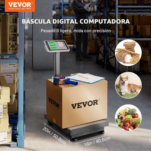 Vista 2 de VEVOR Báscula de plataforma digital para computación, carga de 660 libras, báscula de piso de computación de precisión de 0.1 libras con LB/kg