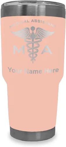 Vista 8 de LaserGram Taza aislada al vacío de 20 onzas, asistente médico MA, grabado personalizado incluido (negro)