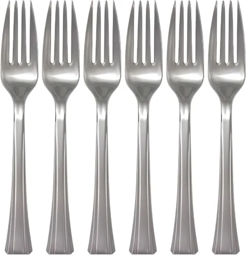Vista 13 de Lillian tablesettings 48 cubiertos de plástico., tenedores, Transparente