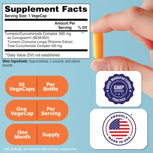 Vista 2 de Health Thru Nutrition Curcumina de cúrcuma 500 mg BCM-95 Curcugreen 30