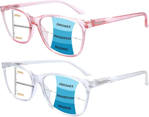 Vista 10 de COJWIS Progressive Multifocus Reading Glasses Blue Light Blocking,Spring Hinge Readers for Women Men