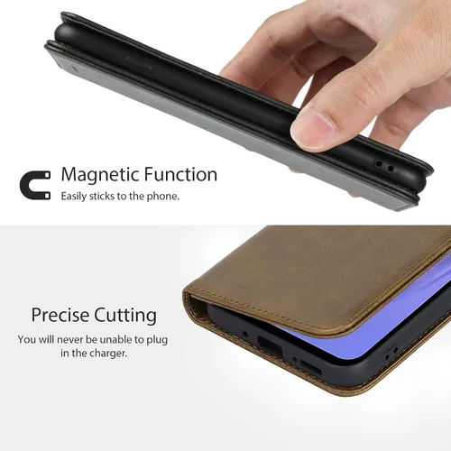 Vista 3 de Havaya Para Samsung Galaxy A54 5G Wallet Funda De Teléfono, Cubierta Magnética Con Titular De La Tarjeta Y Soporte - Verde Oscuro