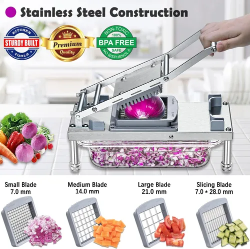 Vista 3 de Picador de verduras, picador de verduras con 10 cuchillas, cortador de cebolla con recipiente, cortador de alimentos Pro todo en 1 (10 cuchillas)