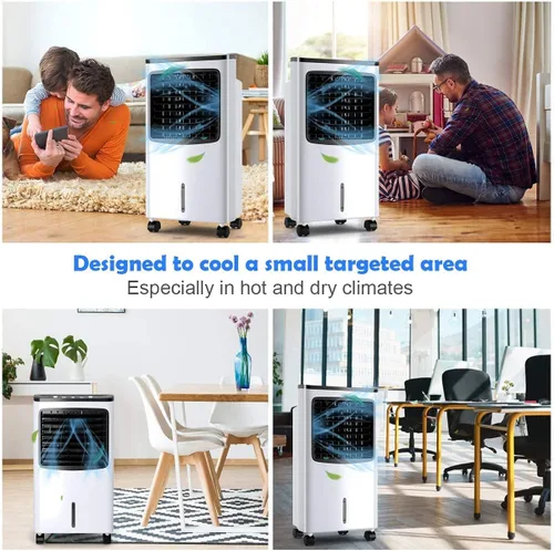 Vista 3 de Enfriador de aire evaporativo de 29 pulgadas, enfriador de aire oscilante ancho 3 en 1 con humidificador, control remoto, 2 paquetes de hielo