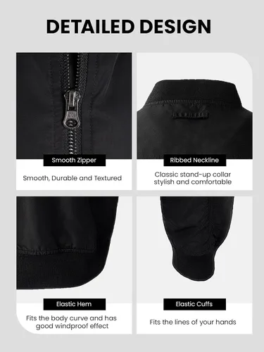 Vista 6 de Chaqueta bomber ligera para hombre, cortavientos, resistente al agua y transpirable con 4 bolsillos