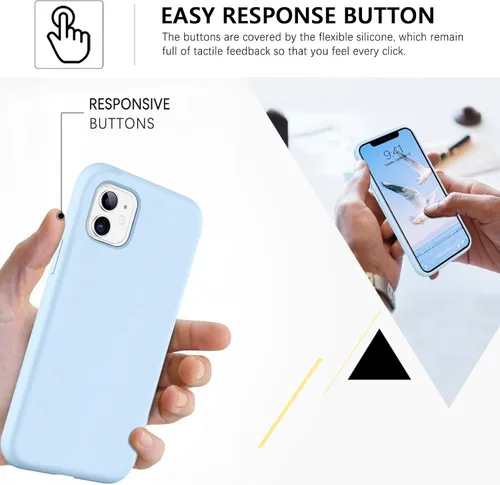 Vista 6 de GUAGUA Funda compatible con iPhone 11, iPhone 11 de silicona líquida, delgada y suave forro de microfibra con textura de cojín, funda protectora a