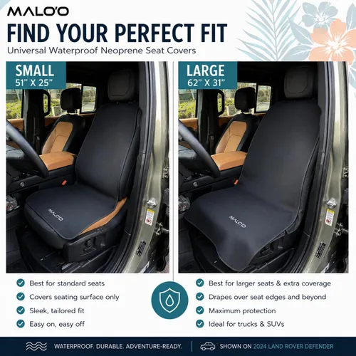 Vista 3 de Malo'o Funda impermeable para asiento de automóvil, protector universal de asiento de neopreno para automóviles, camiones y SUV, protege contra