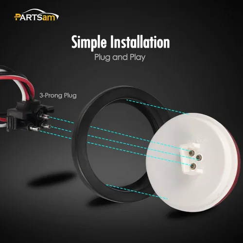 Vista 5 de Partsam Luces traseras LED redondas de 14 x 4 pulgadas, luces traseras LED redondas de 4 pulgadas, luces traseras de freno y marcha atrás