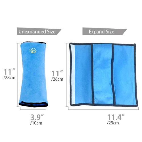 Vista 8 de 2 almohadas azules para cinturón de seguridad para niños, almohada para cinturón de seguridad de bebé, protector de almohada de asiento de automóvil
