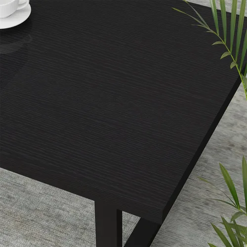 Vista 4 de Mesa de café IBF negra, mesa de centro minimalista industrial de madera, mesa moderna y simple rectangular para sala de estar, mesa de café y cóctel
