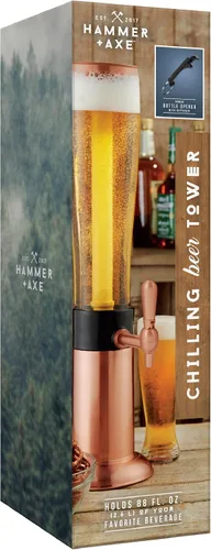 Vista 9 de Hammer + Axe Dispensador de bebidas – Dispensador de bebidas de fiesta de 88 onzas con tubo de hielo y grifo, fuente de bebidas para cerveza, agua