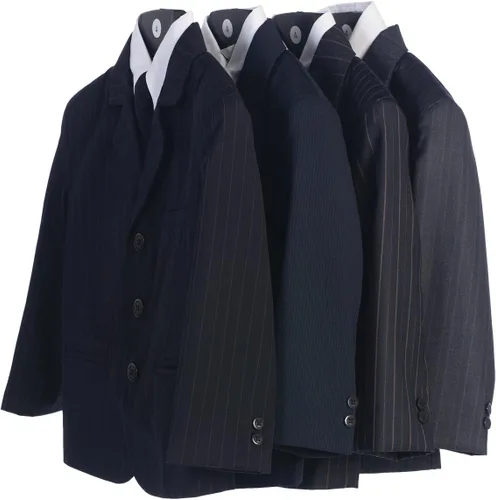 Vista 3 de Traje de rayas gris oscuro de 5 piezas con corbata plateada