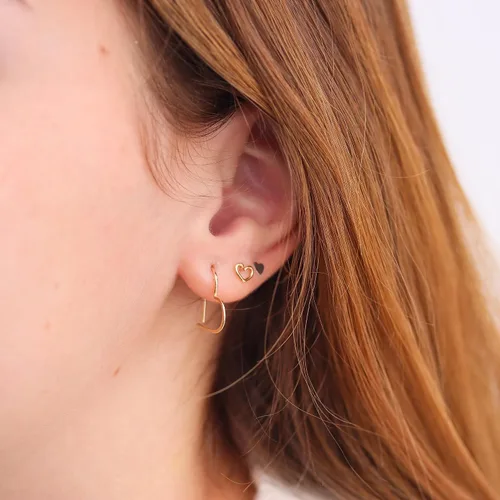 Vista 6 de Aretes de aro finos martillados, elegantes plata esterlina geométrica sólida, relleno de oro y relleno de oro rosa para mujer por Lotus Stone Jewelry
