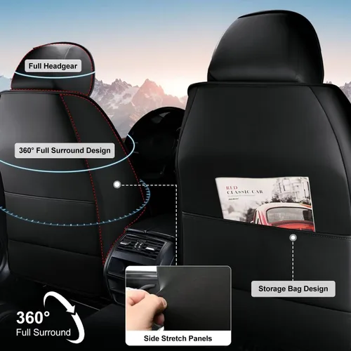 Vista 2 de TTX LIGHTING Juego completo de fundas de asiento para automóvil para Dodge Dart 2013-2016, cojines de asiento de cuero transpirable, impermeables