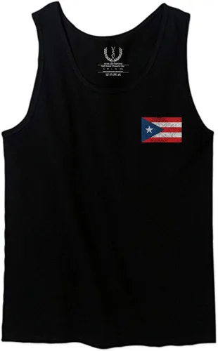 Vista 2 de Camiseta sin mangas para hombre con la bandera de Puerto Rico Boricua Rican Nuyorican delantera y trasera