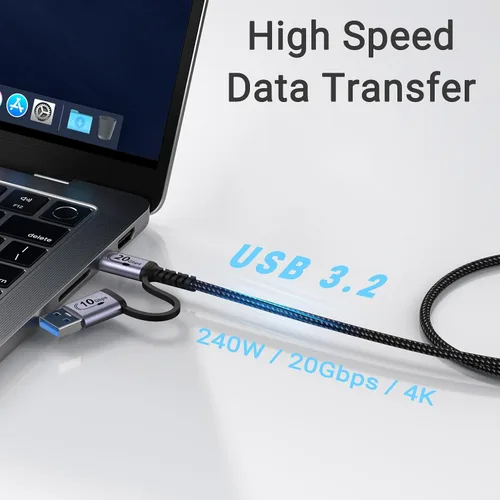 Vista 5 de Cable USB C 2 en 1 Android Auto [1.5 pies, 2 paquetes], cable de Plateado