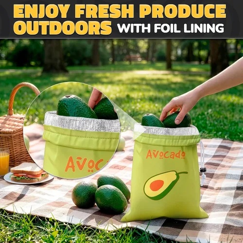 Vista 8 de Avocado Storage Bag, 13.8 x 10.6 in, Reusable Produce Bags for Fridge Avocado Green