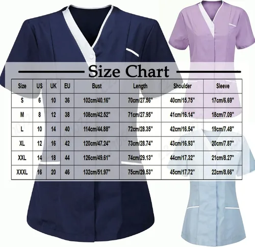 Vista 2 de Camiseta de manga corta para mujer, uniforme de limpieza para enfermera, camiseta de uniforme para enfermera Verde