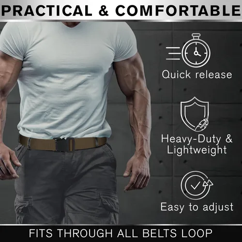 Vista 4 de TECEUM Tactical Belt – Heavy-Duty & Quick Release – Military, Work, Rigger, Duty & Utility Belt for Men